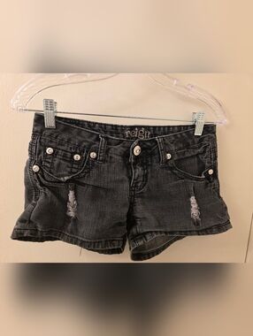 Reign Black Distressed Denim Shorts
